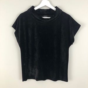 Worth New York Black Velvet Mock Neck Top
